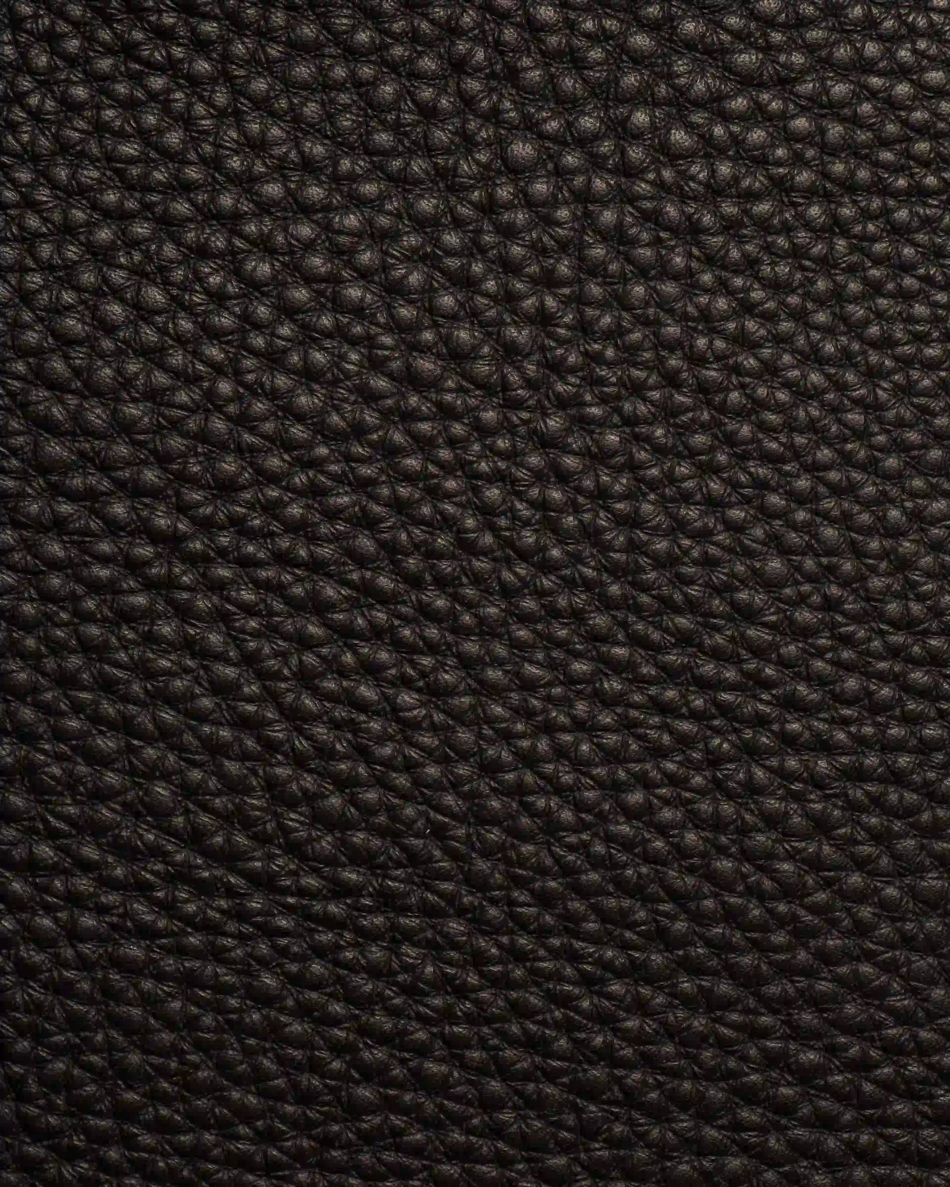 Full-grain black leather macro