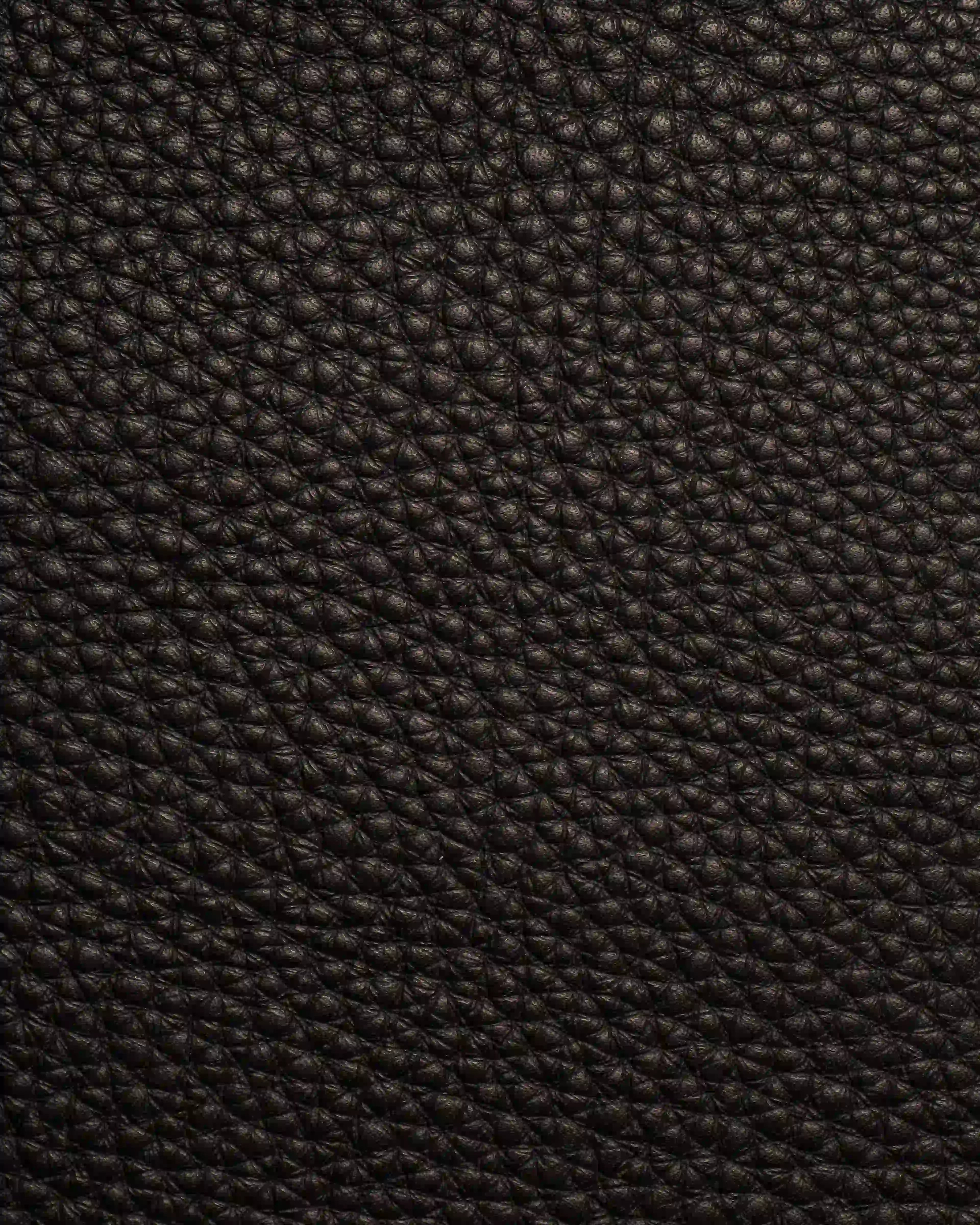 Full-grain black leather macro