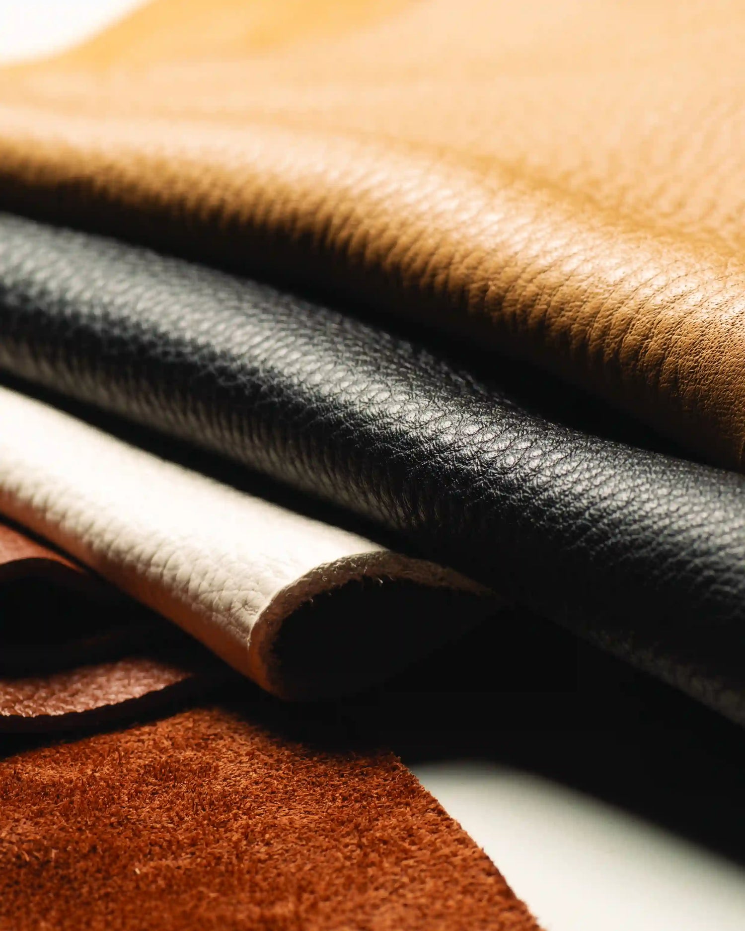 Multiple leather sheets having different colors